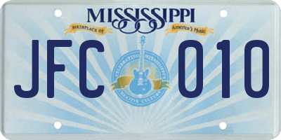 MS license plate JFC010