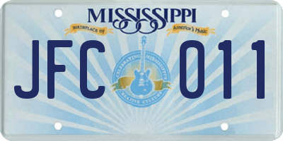 MS license plate JFC011