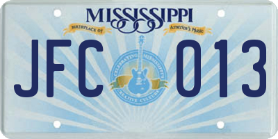 MS license plate JFC013