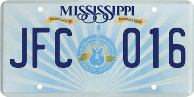 MS license plate JFC016