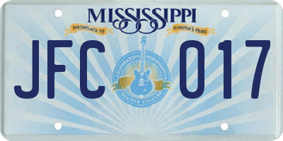 MS license plate JFC017