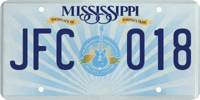 MS license plate JFC018