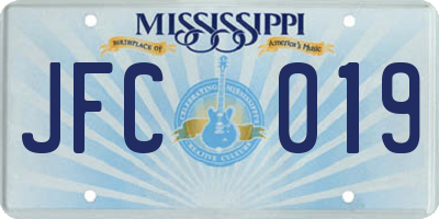 MS license plate JFC019