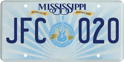 MS license plate JFC020