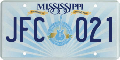MS license plate JFC021