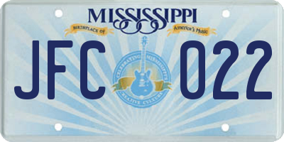 MS license plate JFC022