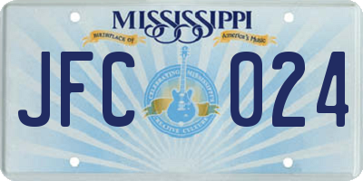 MS license plate JFC024
