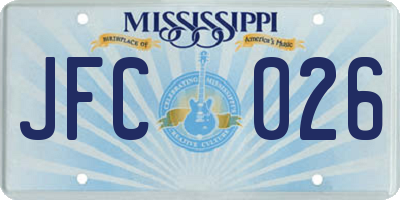 MS license plate JFC026
