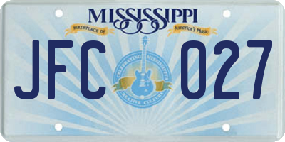 MS license plate JFC027