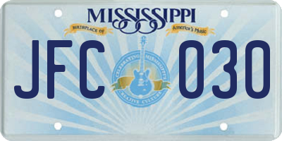 MS license plate JFC030