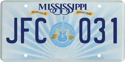 MS license plate JFC031