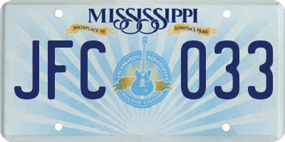 MS license plate JFC033