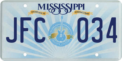 MS license plate JFC034