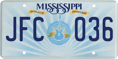 MS license plate JFC036