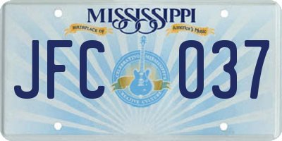 MS license plate JFC037