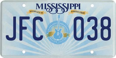 MS license plate JFC038