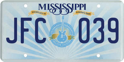 MS license plate JFC039