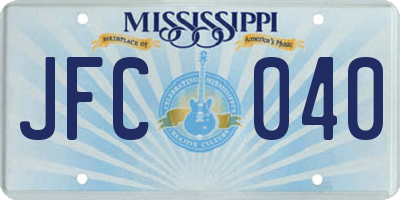 MS license plate JFC040