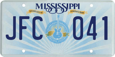 MS license plate JFC041