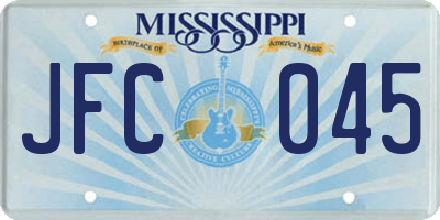 MS license plate JFC045