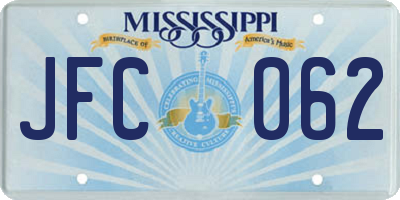 MS license plate JFC062
