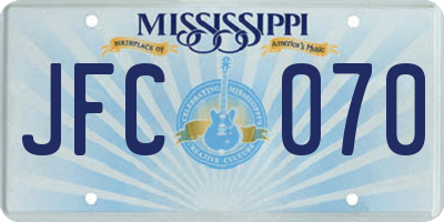 MS license plate JFC070