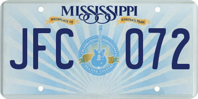 MS license plate JFC072