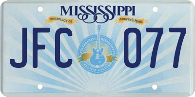 MS license plate JFC077