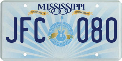 MS license plate JFC080