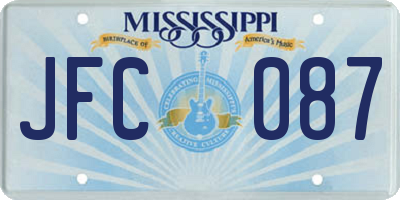 MS license plate JFC087
