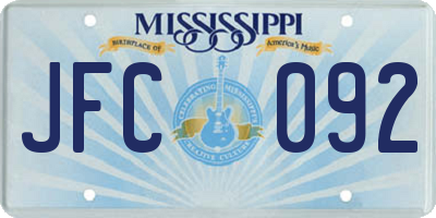 MS license plate JFC092