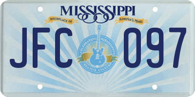 MS license plate JFC097
