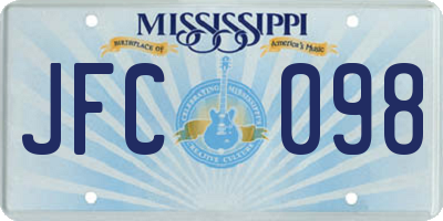 MS license plate JFC098