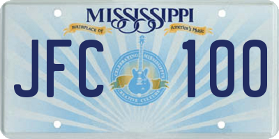 MS license plate JFC100
