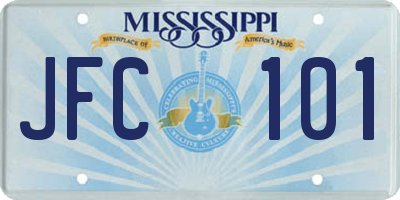 MS license plate JFC101