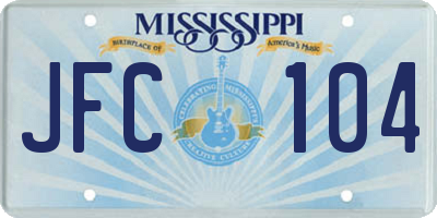MS license plate JFC104