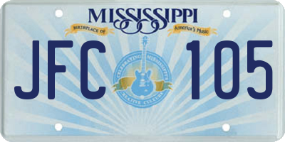 MS license plate JFC105