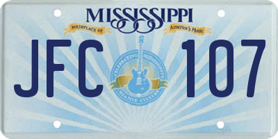 MS license plate JFC107