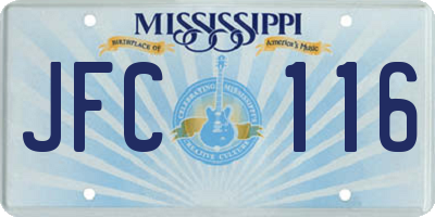 MS license plate JFC116