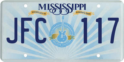 MS license plate JFC117