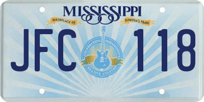 MS license plate JFC118