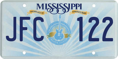 MS license plate JFC122