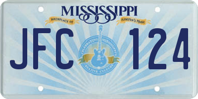 MS license plate JFC124
