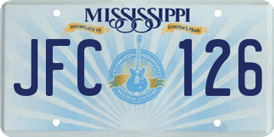 MS license plate JFC126