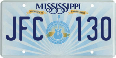 MS license plate JFC130