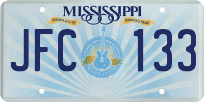 MS license plate JFC133