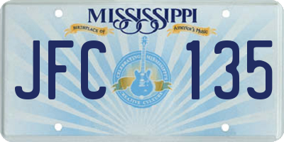 MS license plate JFC135