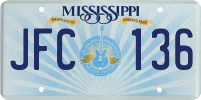 MS license plate JFC136