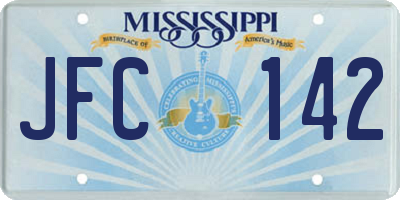 MS license plate JFC142