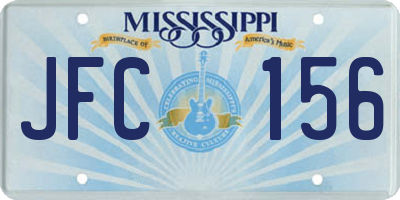 MS license plate JFC156